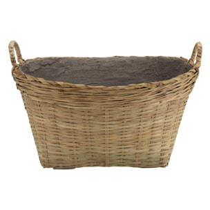 HECTOR - Pot de fleur ovale 60x53cm en bambou naturel avec anses
