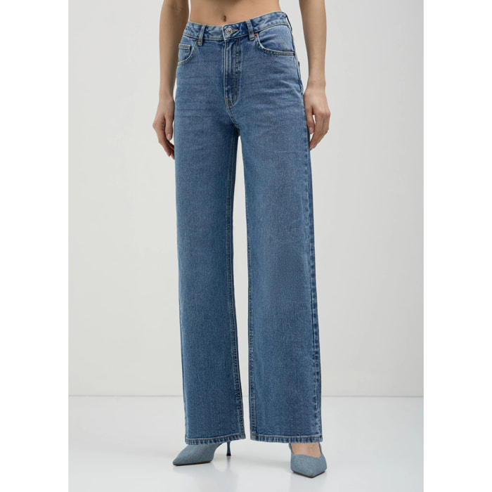Jeans wide leg vita alta