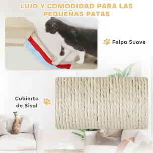Juego de Pared de Escalada para Gatos de 6 Piezas Tema Cielo Estanterías para Gatos con Hamacas Plataformas Escaleras Tabla Rascador Poste de Sisal Estrellas de Juguete Beige
