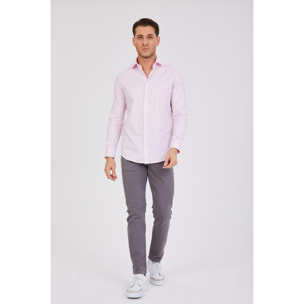 Camicia Uomo 1 Bottone Francese Slim Oxford unito Rosa