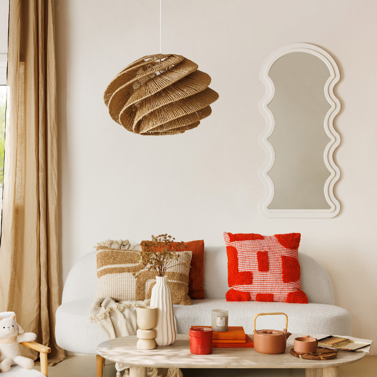 Suspension en corde "Ozan" beige D54,5cm