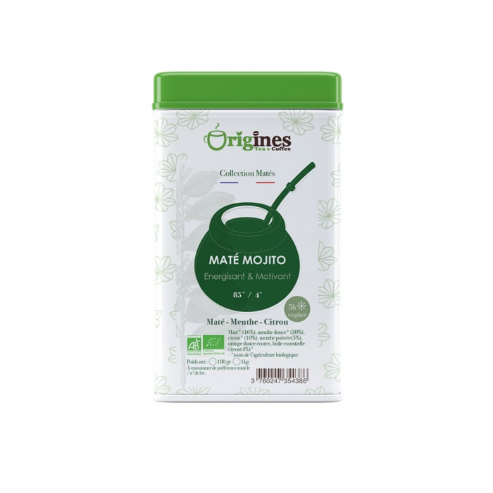 Maté Mojito - Maté Bio menthe citron - Boîte Métal 100g