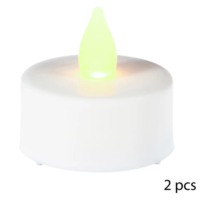 Lot de 2 bougies chauffe - plat LED - blanc D4
