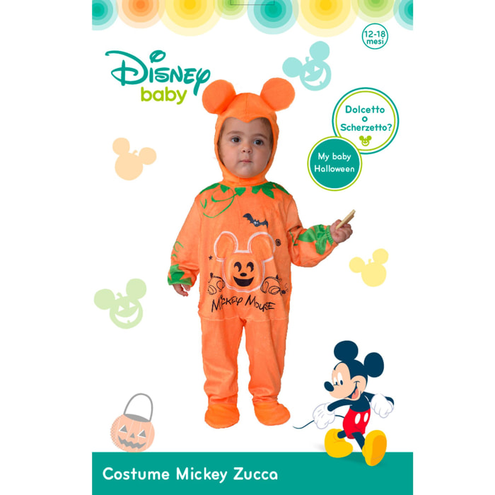 Costume Disney Baby Halloween Tutina Zucchetta Mickey Mouse Con Cuffia Orecchie