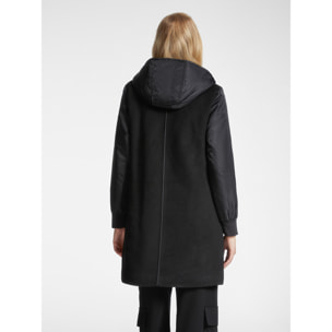 Elena Mirò - Parka in panno e nylon con cappuccio - Nero