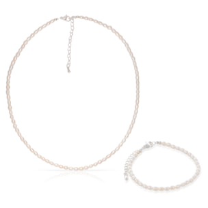 Pax Set de pulsera y collar a juego, de perlas naturales con diseño gota de agua.