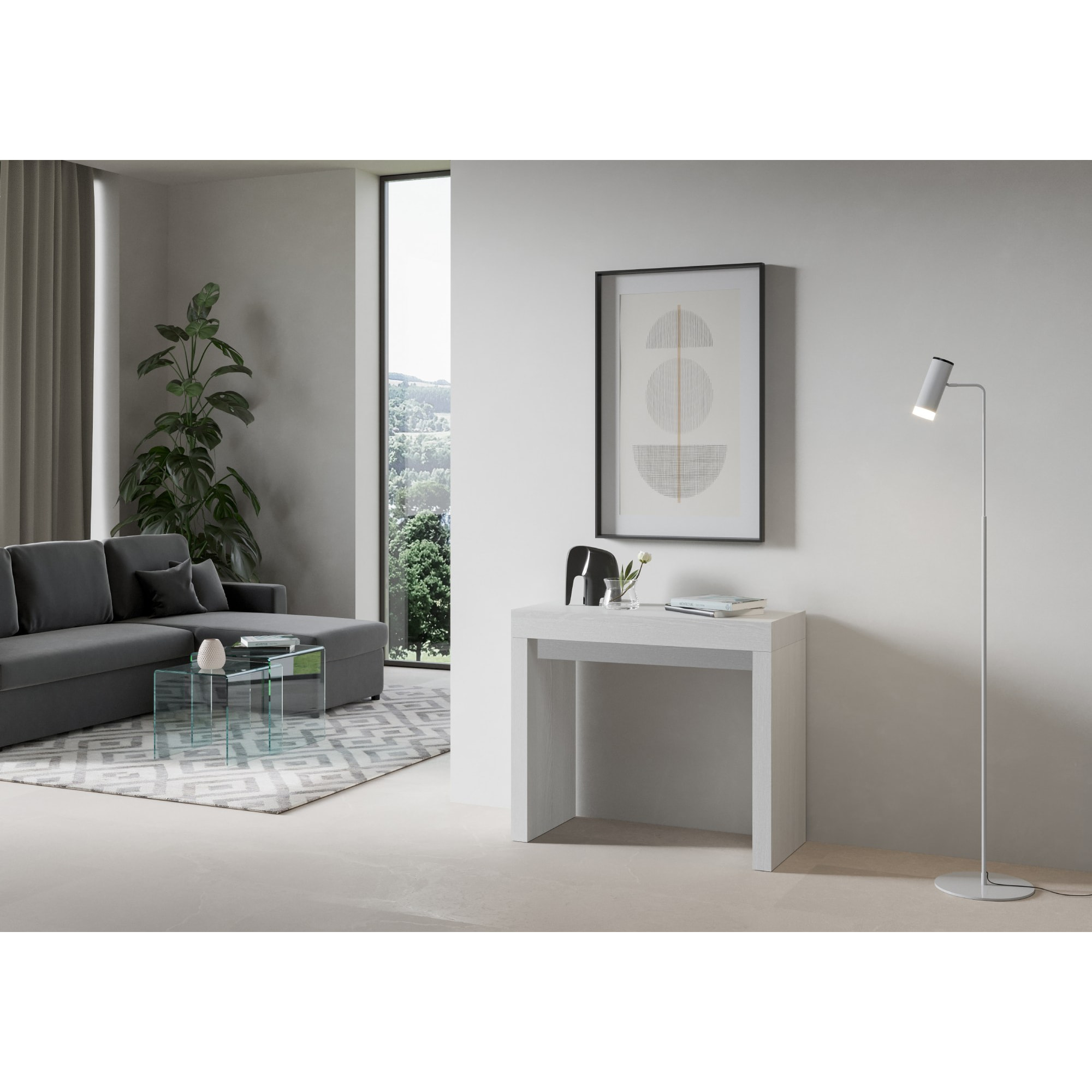 Console Roxell Small cm.90x42 (extensible à 196) Frêne Blanc