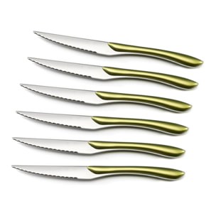 Solstice Oliva Metalizado - Set de 6 cuchillos para carne