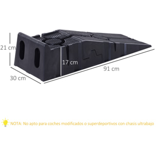 Juego de 2 Rampas para Coche de Plástico, Rampas Portátiles, Carga 3 Toneladas, para Coches Estándares, SUV, Furgonetas Pequeñas, 91x30x21 cm, Negro