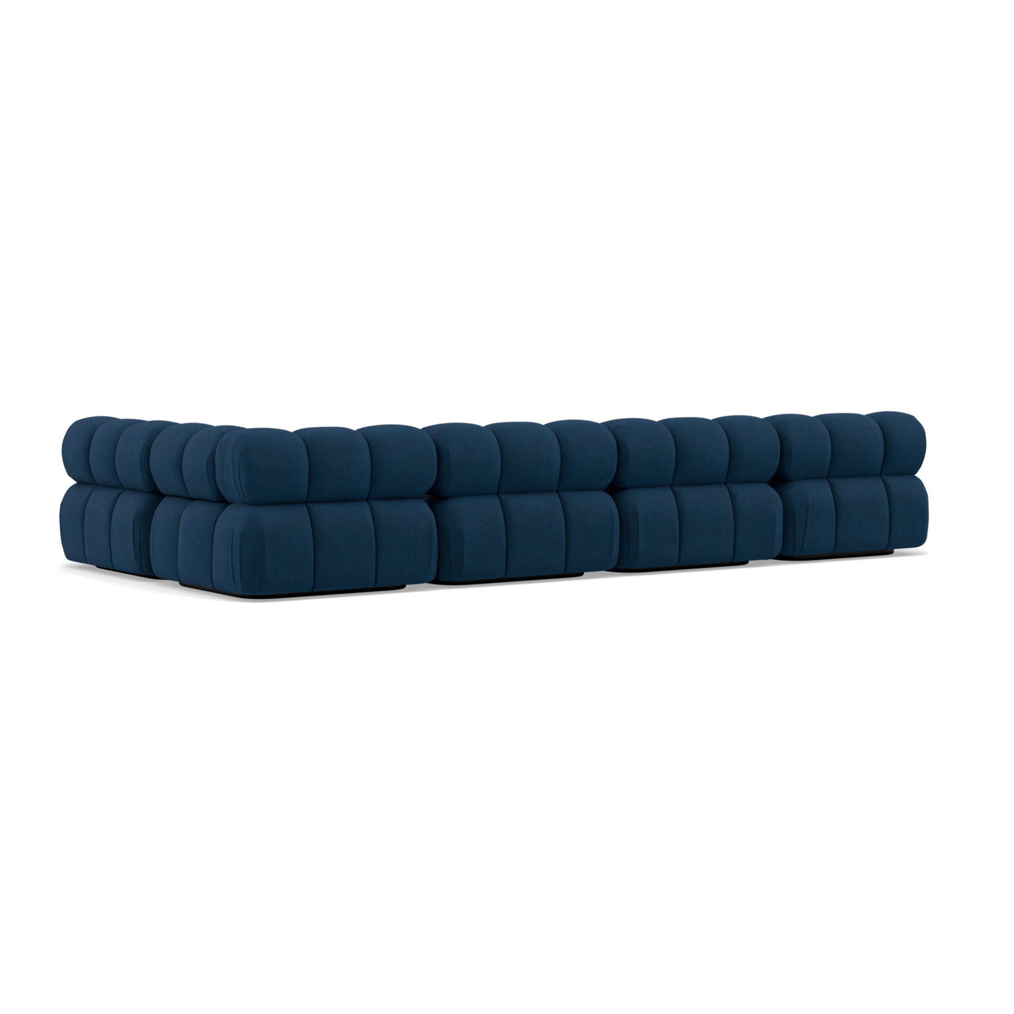 Ruby - canapé panoramique modulable d'angle droit 7 places en velours texturé - Bleu