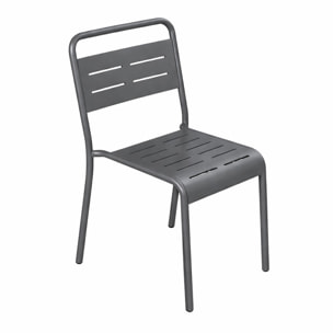 EVORA Lot de 2 chaises de jardin empilables gris foncé