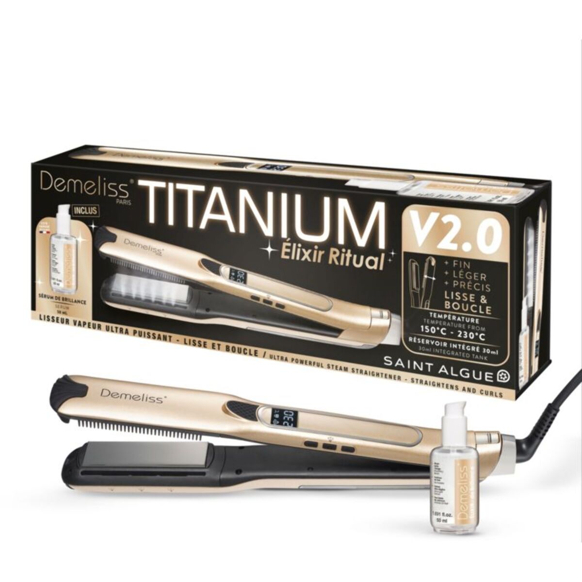 Lisseur vapeur SAINT ALGUE Demeliss Titanium V2 Elixir Ritu
