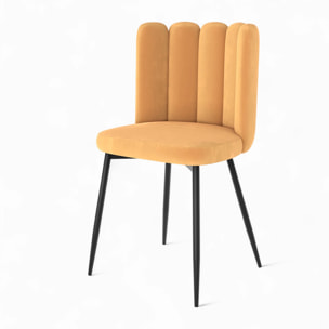 Pack 4 chaises en velours bleu et jaune - Rosy