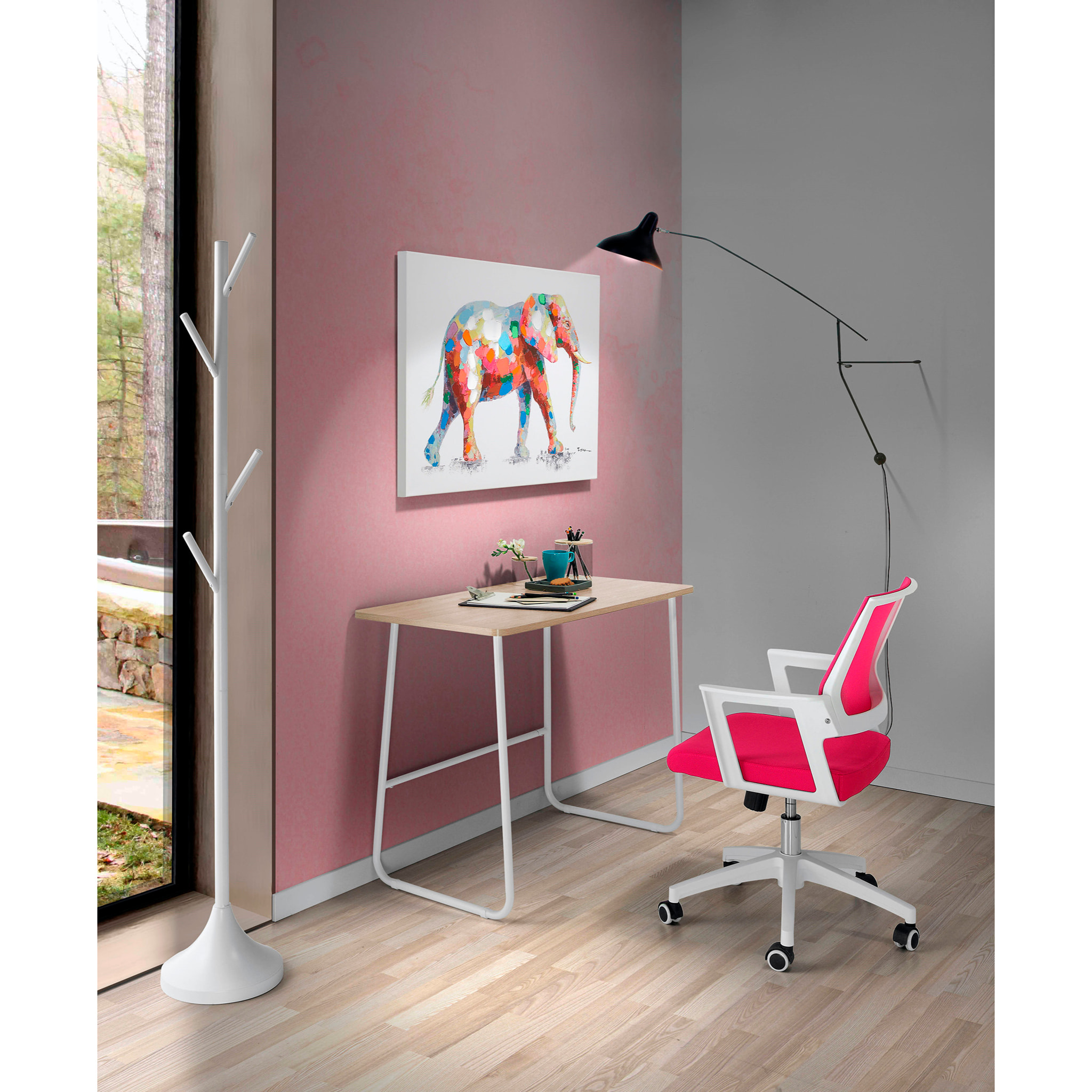 Escritorio roble y blanco 77x100x52 cm