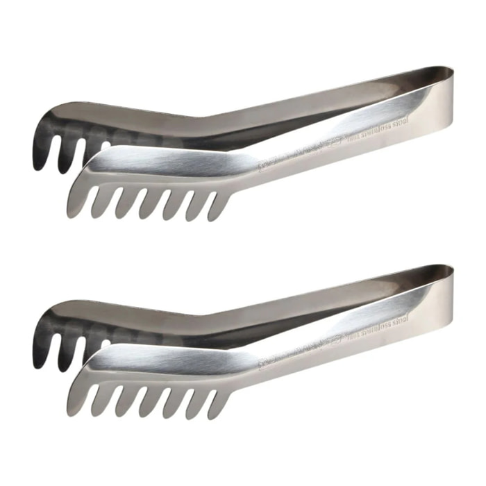 Ensemble de 2 Pinces à spaghettis, de cuisine en Acier inoxydable 19 cm Fackelmann