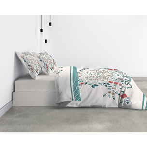 Parure Housse De Couette 3pcs avec Taies oreiller 100% coton 47fils Capucine