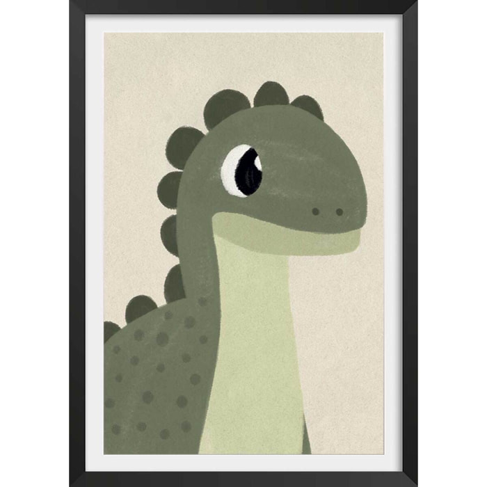 Affiche enfant coco dinosaure Affiche + cadre en bois - Noir