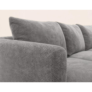 Gabin - Canapé d'angle droit 5 places en velours texturé - Gris clair