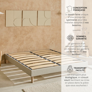 Sommier en kit Lino Technologie Tri-Lattes, Bois Épicéa, H30 cm, Montage Facile, Aération Optimale