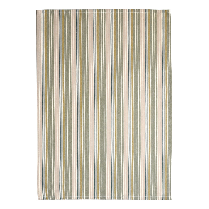 Torchon de cuisine en coton à rayures tissées - Kaki