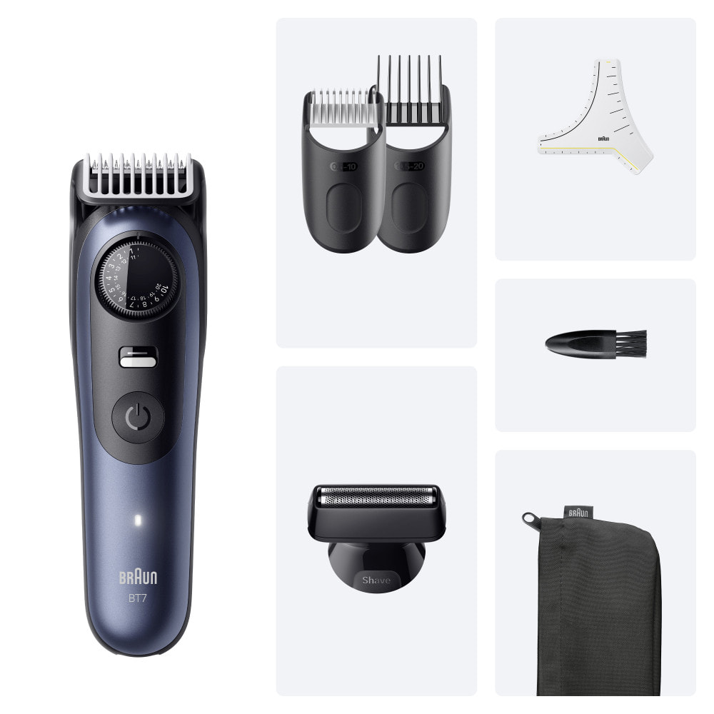 Braun Tondeuse À Barbe Series 7, + 6 Outils De Barbier, 40 Longueurs, Lame ProBlade, BT7520, Bleu