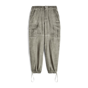 Pantaloni cargo in canvas tinto capo cold dyed