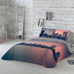 Funda Nórdica Estampada - Cierre Solapa - 100% Algodón - Incluye 1/2 Fundas de Almohada - Brooklyn Bridge
