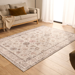 OTTOMAN - Tapis à poils courts doux à motif classique gris