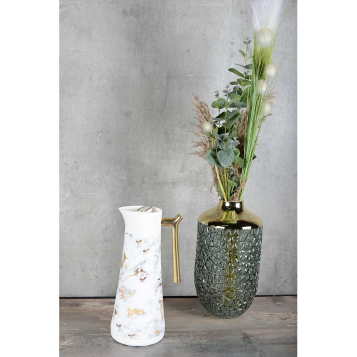 Vase vert avec bord dore 16 x 29 cm