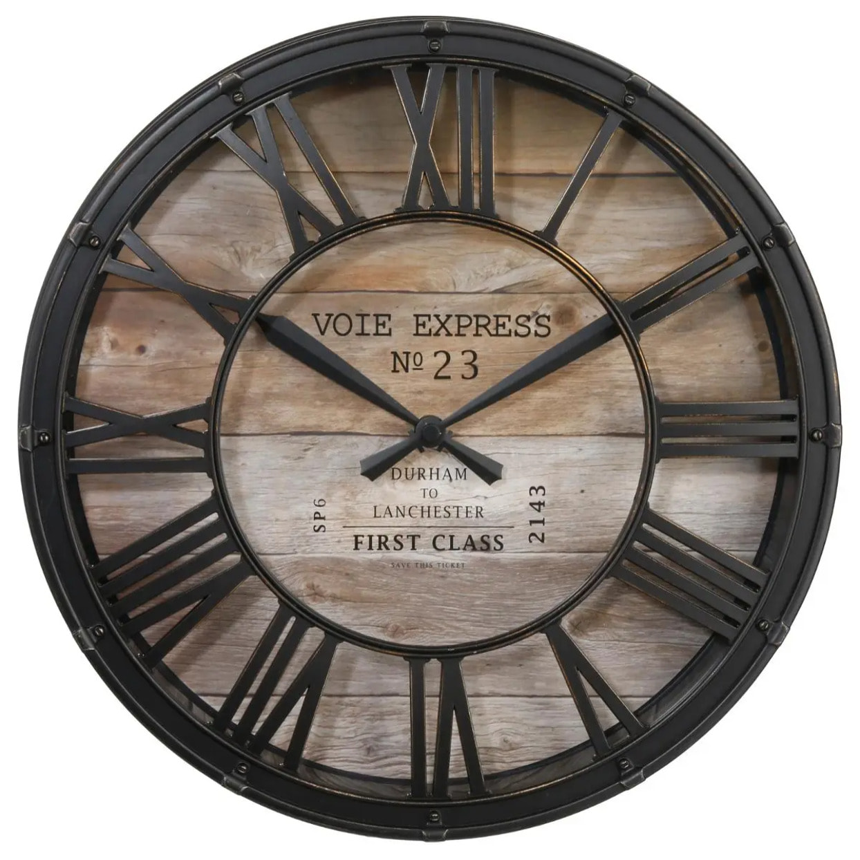 Horloge "Vintage" - noir & bois D39 cm