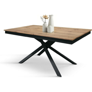 Tavolo VOLPAIA in legno, finitura rovere rustico e base in metallo verniciato antracite, allungabile 140x80 cm - 190x80 cm