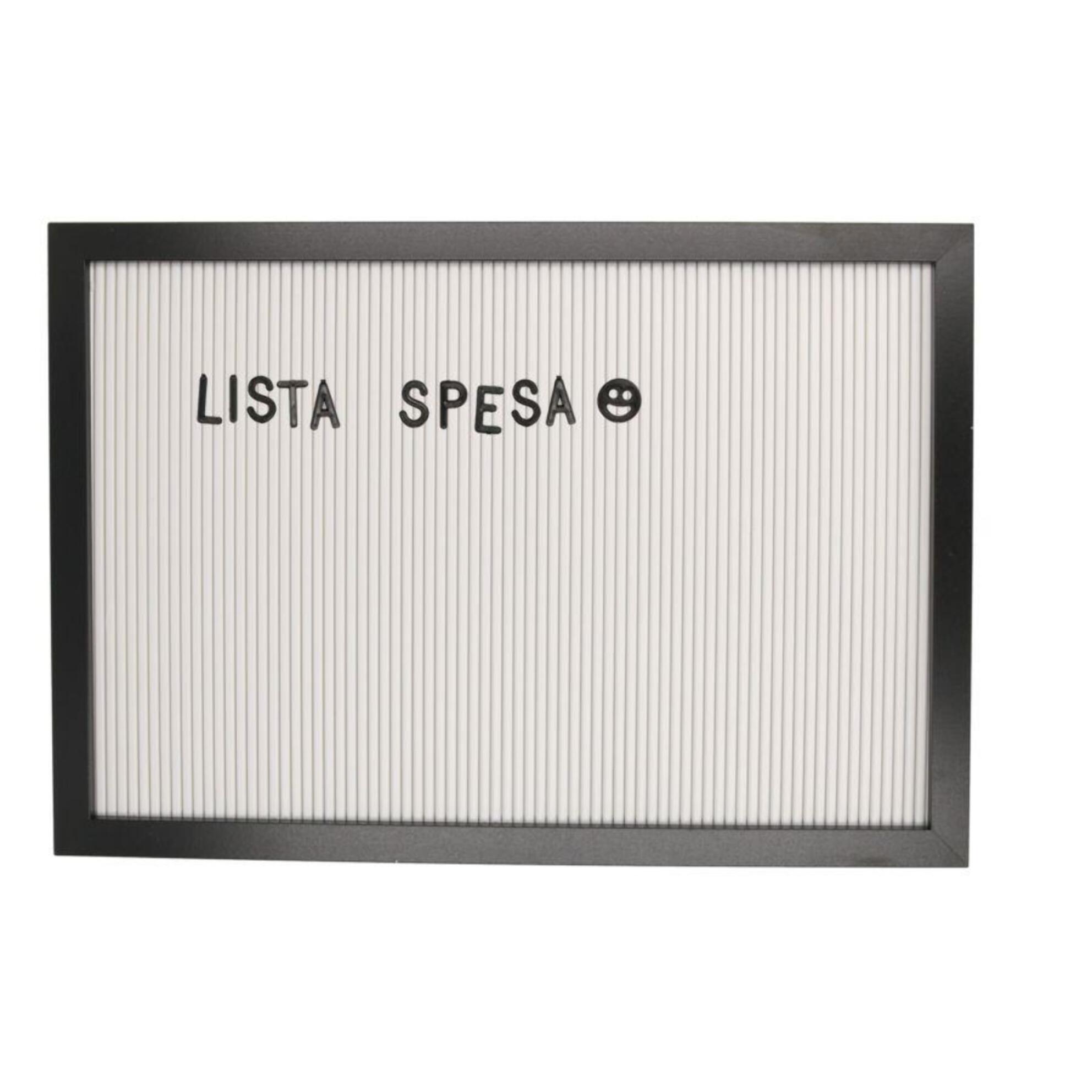Lavagna con cornice nera in legno con lettere inseribili rettangolare cm33x47x2