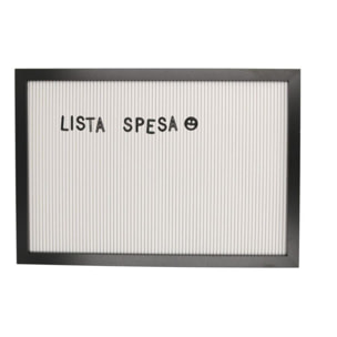 Lavagna con cornice nera in legno con lettere inseribili rettangolare cm33x47x2
