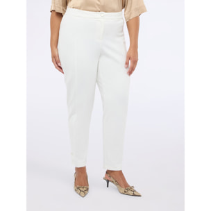 Fiorella Rubino - Pantaloni Carrot Fit in Punto Milano - Bianco