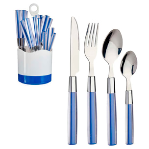 DAM SET 16 POSATE IN ACCIAIO INOX OSC BLU MANICO PS 11x11x25 Cm. Colore blu