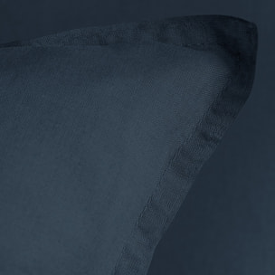 Parure de lit unie en coton taies à volant, COTON LAVÉ