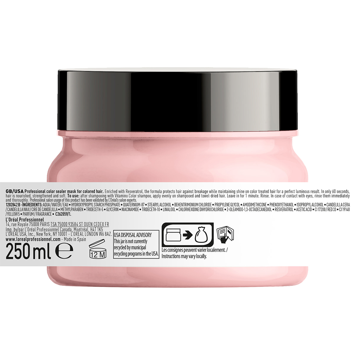 Masque Vitamino Color Cheveux Colorés & Méchés 250ml - Série Expert