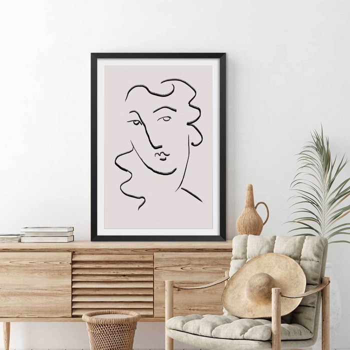 Affiche Simple Ligne No2 Affiche + cadre en bois - Noir