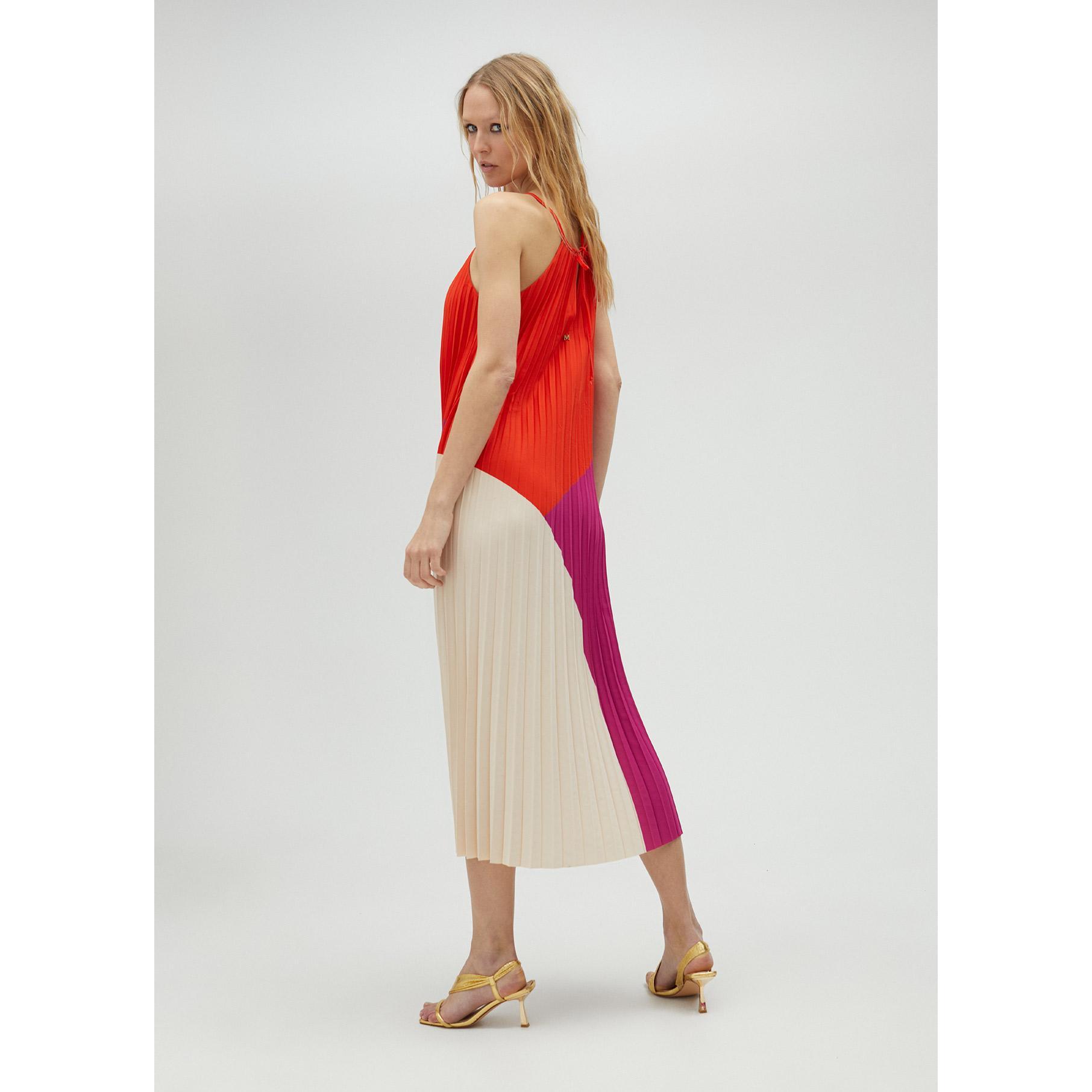 Vestito plissettato tricolore