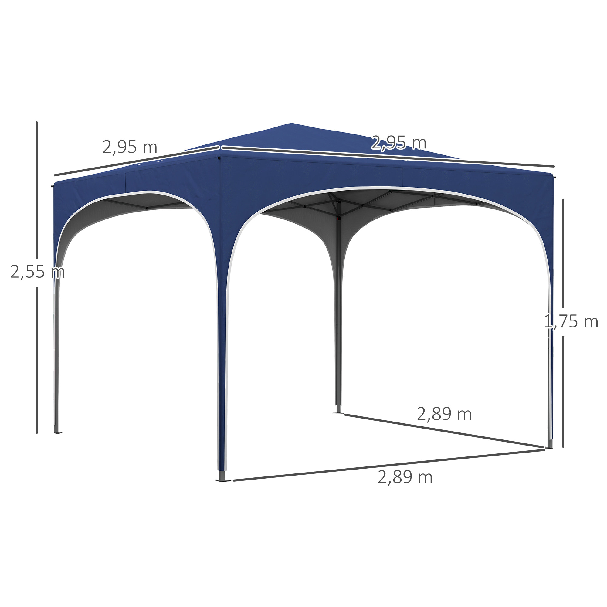 Carpa Plegable 3x3 m Cenador de Jardín Altura Ajustable con Bolsa de Transporte Impermeable Anti-UV y Bolsas de Arena para Exteriores Jardín Patio Azul Oscuro