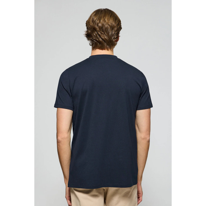 Camiseta azul marino con cuello redondo y logo bordado Rigby Go