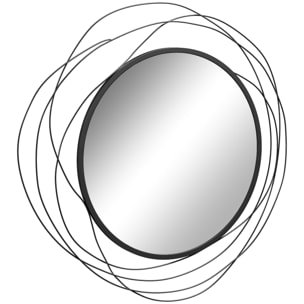 Miroir rond design moderne Ø 65 cm métal filaire noir