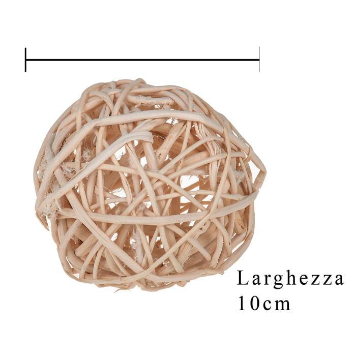 Sfera Intrecciata Di Rattan, 4 Pezzi. Larghezza 10 Cm - Pezzi 6 - 10X10X10cm - Colore: Bianco - Bianchi Dino - Articoli Intrecciati, Scopine