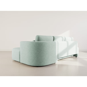 Mahina - canapé d'angle droit 4 places convertible avec coffre en tissu texturé - Bleu