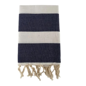 Fouta plate traditionnelle - Transat Bleu Marine - 100x200cm - 190g/m²