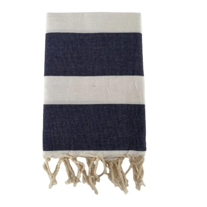 Fouta plate traditionnelle - Transat Bleu Marine - 100x200cm - 190g/m²