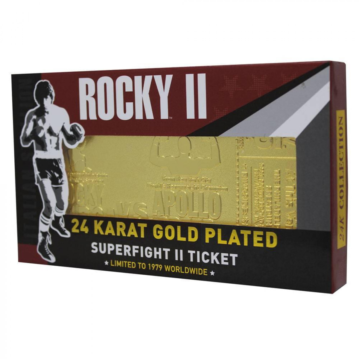 Rocky 2 Replica Biglietto Rocky Balboa vs Apollo Creed (Placcato in Oro) Fanattik