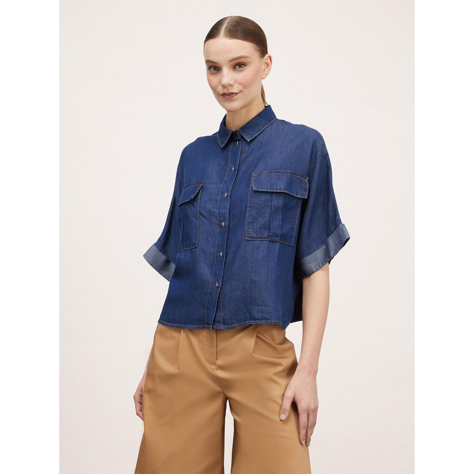 Motivi - Camicia maniche corte in TENCEL™ - Blu