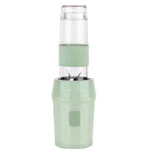 SWEISS Mini Batidora Portátil MOOV7, 2 Botellas de 570 ml con Tapas de Viaje, 4 Cuchillas de Acero Inoxidable, 300W, Verde