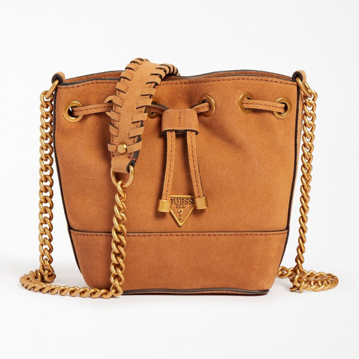 Sac seau Kaoma - 100% cuir suédé - marron clair